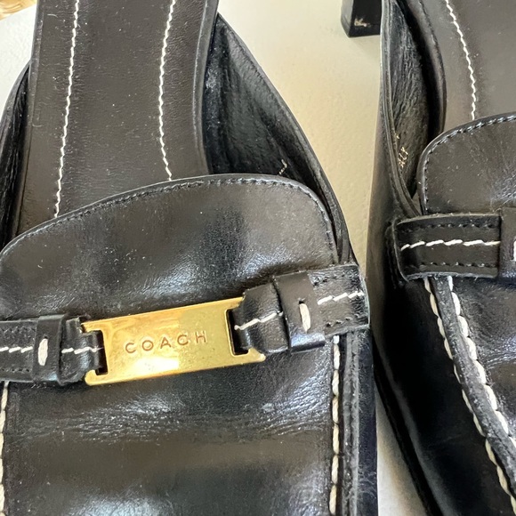 7B Coach Nina black leather mules with gold hardware - Picture 9 of 9